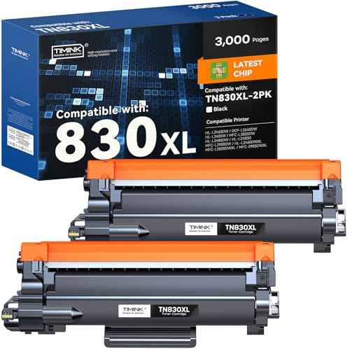 TN830XL Toner Cartridges Replacement for Brother TN830XL TN830 TN830 XL Toner Work for Brother HL-L2460DW DCP-L2640DW HL-L2480DW HL-L2400D HL-L2405W MFC-L2820DW Printer 2PK (High Yield)