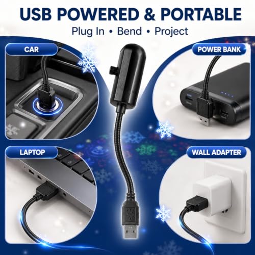 Christmas 10-Piece Upgraded 5D Plug & Play HD Projector with 6 Styles - Night Light for Bedroom, Car Interior, Gaming Room