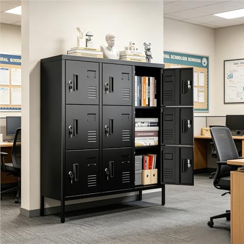 9-Door Metal Locker for Employees with Keyed Compartments
