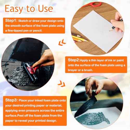 Pangda 100 Pcs White Foam Printing Plates, Foam Sheets Crafts Color Craft Board for Printmaking, Card Making, DIY Project, Stamp, Classroom, Scrap Booking (1.3 mm Thick)
