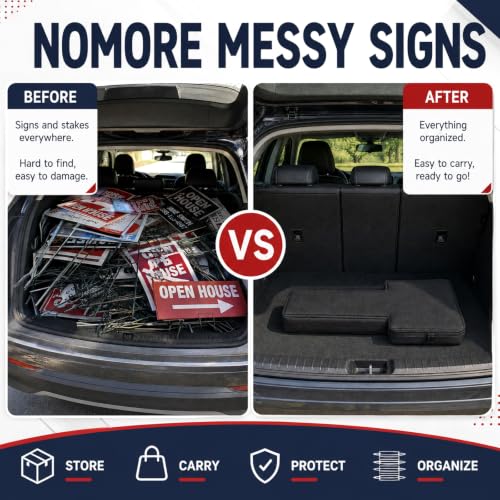 Real Estate Sign Holder Bag for 18x24 & 6x24 Signs - Durable Transport Case