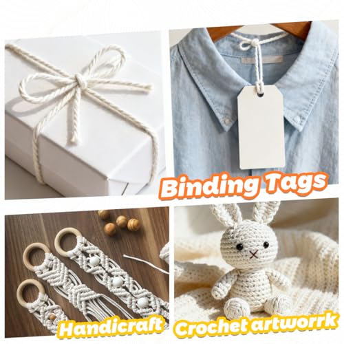 PerkDecor 3-Roll Twine & Rope Bundle – Natural Jute + White & Black Cotton 2mm (328ft x3) Crafting