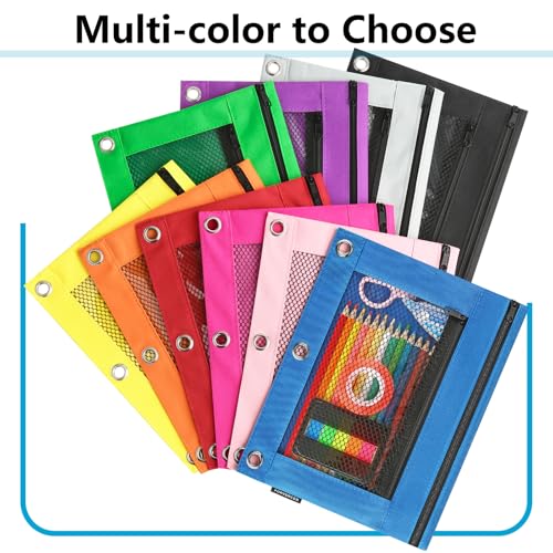 Forvencer Black Zipper Pencil Pouch for 3 Ring Binder, 2 Pockets