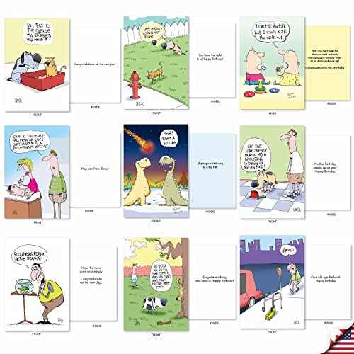 NobleWorks - 36 Assorted Funny Mixed Occasions Greeting Cards Bulk Box Set with Envelopes (36 Designs, 1 Each) Humor Card Variety Pack for Men and Women - A Mix of McCoy AC9381XXG-B1x36