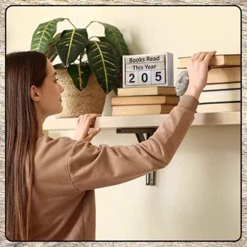 Yerliker Books Read This Year Counter Book Lover Gift up to 999 Bookish Accessories Bookworm Gift for Club Members Student Teacher Reading Accessories(Rustic)