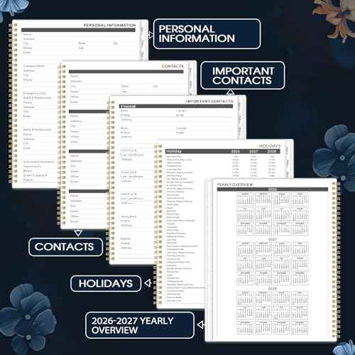 2026-2027 Monthly Planner/Calendar - Monthly Calendar 2026-2027, January 2026 - December 2027, 9" x 11", 2 Years monthly Planner with Tabs, Contacts + Back Pocket + Twin-wire Binding - Floral