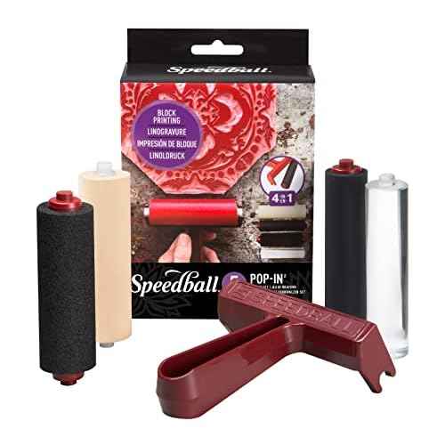 Speedball Pop-in 4" Roller Brayer Kit, Foam, Rubber, Hard Rubber & Acrylic