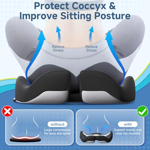 Benazcap Large Cooling Gel Memory Foam Seat Cushion for Long Sitting