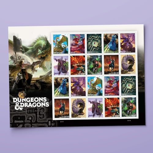 Dungeons & Dragons 2024 Collector Postage Stamps Sheet of 20 - 50th Anniversary
