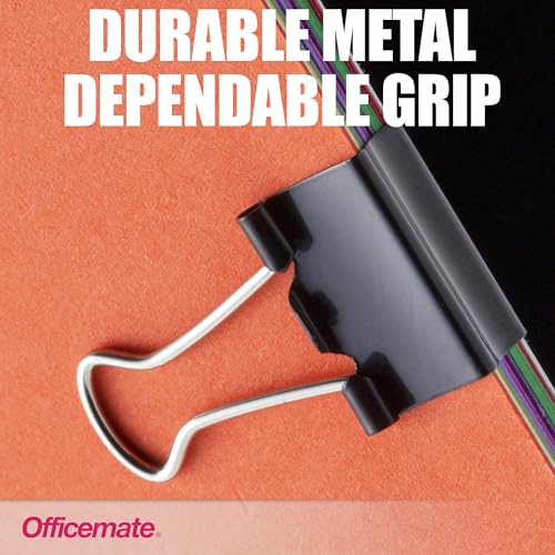 Officemate Mini Binder Clips 144 Count (12 Boxes) Black - Heavy-Duty Metal Handles