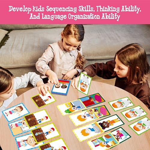 Hebayy 4-Scene Sequencing Cards Set for Kids Learning and Speech Therapy - 72 Durable Visual Storytelling Cards