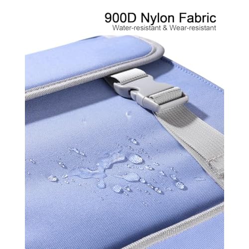 3" D-ring Zipper Binder with 700+ Sheets Capacity, 3-ring Zip Up Binder with Shoulder Strap for School, College, Office, Compatible with 13" MacBook & 12.9" Tablet (Light Blue)
