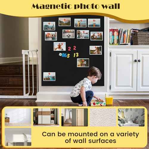 Magnetic Chalkboard Contact Paper for Wall, 48" X 36" Adhesive Blackboard Sticker, Chalk Board Magnet Wall for Kids Playroom Classrooms, Includes Dust-Free Chalks & Wipe Cloth & Magnet