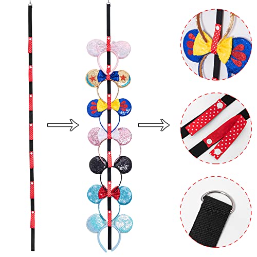 Gocasmus 3 Pcs Mouse Ears Headband Holder Wall Organizer Display Stand - Red