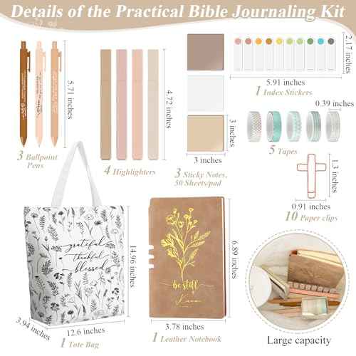 Patelai 29 Pcs Bible Study Supplies Journaling Kit with Christian Cup Tote Bag for Women Gifts Set Friend Sister Mom Coworker Pastor's Wife Appreciation Gifts(White)