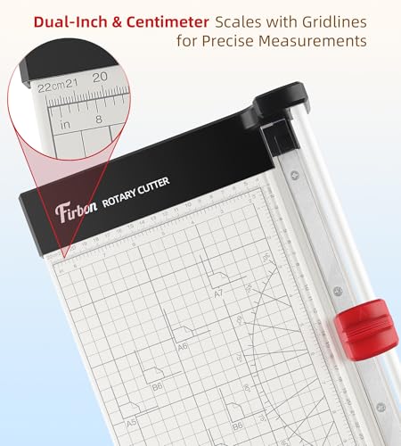 Firbon 12-Inch Rotary Paper Trimmer with Replaceable Blade for Precise Cutting