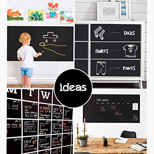 Extra Large Peel and Stick Chalkboard Paper 9 Feet Roll with 5 Chalks - 108x17.7 Inches by Simple Shapes