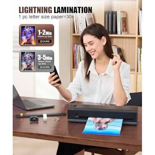 A3 Laminator Machine,13 Inch 9-in-1 Laminating Machine with Laminating Sheets,Thermal Laminator Hot & Cold with Fast Warm Technology for Home,Office or School Supplies(Black)