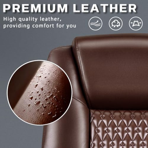 Brown High-Back PU Leather Executive Office Chair with Adjustable Height and 360° Swivel