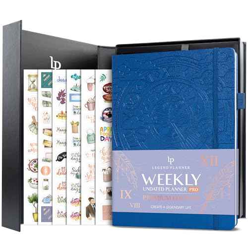 Legend Planner PRO Premium ? Large Undated Weekly, Monthly & Budget Planner with Habit Tracker ? Life Organizer for Time & Task Management, Goal Setting & Productivity ? A4 size (Mystic Blue)
