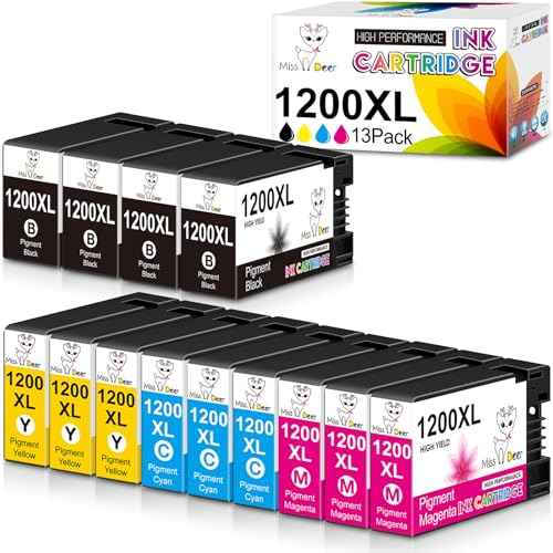 13-Pack Maxify 1200 Ink Cartridges Miss Deer Compatible Replacement for Canon 1200XL PGI1200 XL for Maxify MB2720 MB2120 MB2020 MB2050 MB2320 MB 2720 2120 Printer (4 Black, 3 Cyan, 3 Magenta, 3 Yellow