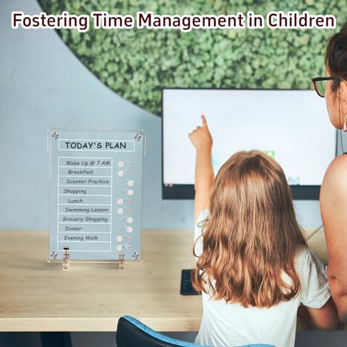 NiHome Acrylic Magnetic to Do List Planning Board with Sliders & Desktop Stand, Chore Chart for Kids & Adults, Checklist Routine Chart Task Board for Fridge & Desk, for Magnetic Metal Surfaces Only