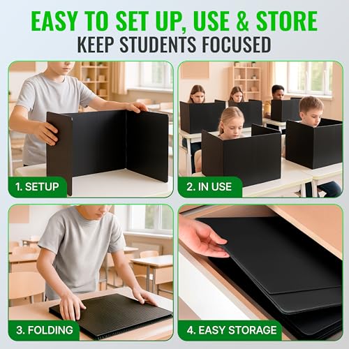 24 Pack Privacy Folders for Students - Desk Dividers for Students Privacy Boards - Privacy Shields for Student Desks - Testing Dividers for Classroom Privacy Folders - Test Dividers for Student Desks