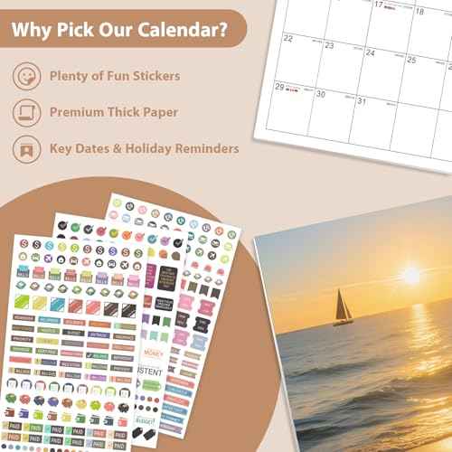 2026 Wall Calendar, 12 Months Calendar 2026 (January-December), 12" x 24" Opened, Nature Landscape Planner for Organizing & Planning, Office, Teacher and Home Supplies, Giftable