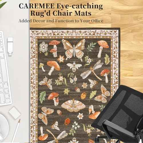 Office Chair Mat for Hardwood Floor,Mushroom 48"x60" Computer Chair Mat for Rolling Chairs Carpet,Under Desk Non Slip Gaming Rug,Low-Pile Rubber Backing Large Protector Mat (Brown)