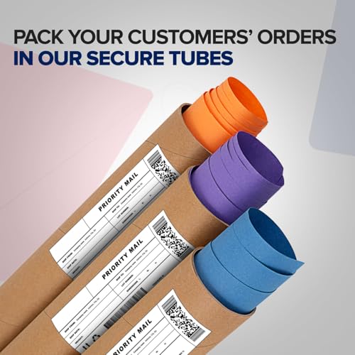 Paclord Pack of 4 2x20 Inch Reinforced Kraft Mailing Tubes with Caps – Made in USA