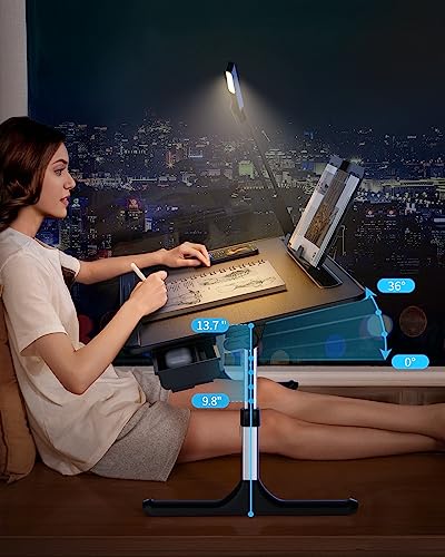SAIJI Adjustable Bed Laptop Desk with LED Light, Foldable & Multi-Use