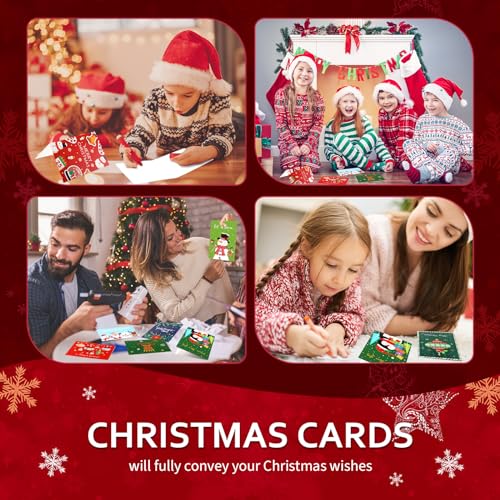 Crtiin 300 Set Christmas Cards Bulk Greeting Card with Red Envelopes Assortment Xmas Notes for Holiday Christmas Party Favor Supplies(Classic)
