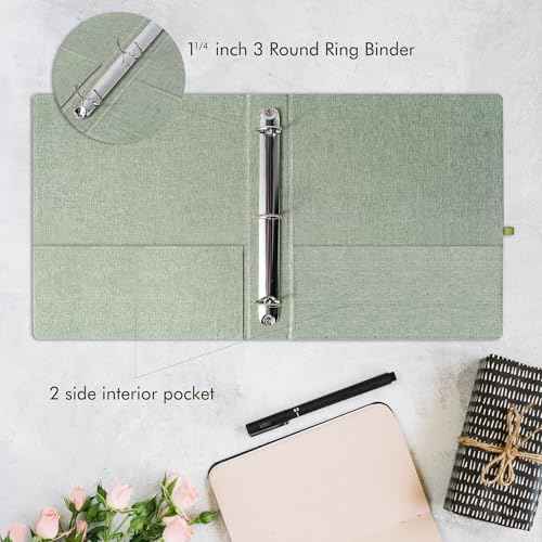 Life Book Document Organizer Folio, End of Life Planner 3 Ring Binder for 8.5x11" Important Papers, Aesthetic Linen In Case If I Die File Folder (Sage)