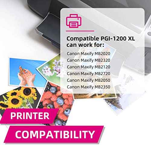 PGI-1200XL Ink Cartridges Compatible with Canon PGI1200XL PGI-1200 1200 Pigment Work for Maxify MB2720 MB2320 MB2020 MB2120 Printer (2 Black, 2 Cyan, 2 Magenta, 2 Yellow, 8-Pack)