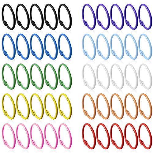 HoAoOo 50Pack 1 1/5 inch Binder Rings for Key Chains - Open Card Rings, Loose Leaf & Card Clips