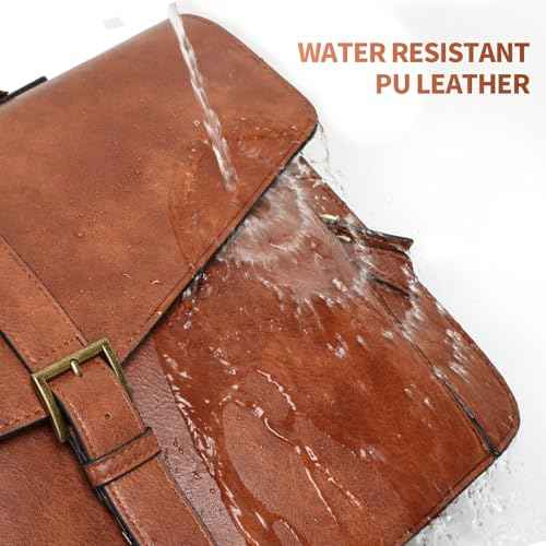 ESTARER Men's Leather Briefcase 15.6 Inch Laptop Messenger Bag for Business/Travel/Office, Professional Faux Leather Computer Satchel Shoulder Bag, Classic Brown