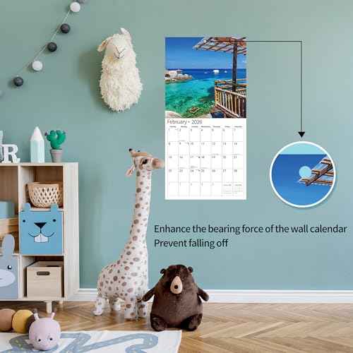 2026 Wall Calendar,Calendar 2026, November 2025 - December 2026, Wall Calendar Tropical Beaches, 12" x 24" Opened,Full Page Months Thick & Sturdy Paper for Calendar Organizing & Planning