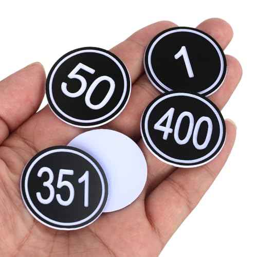35mm ABS Plastic Round Table Numbers, Locker Cabinet Numbers Signage Tags Labels - Black 1 to 300