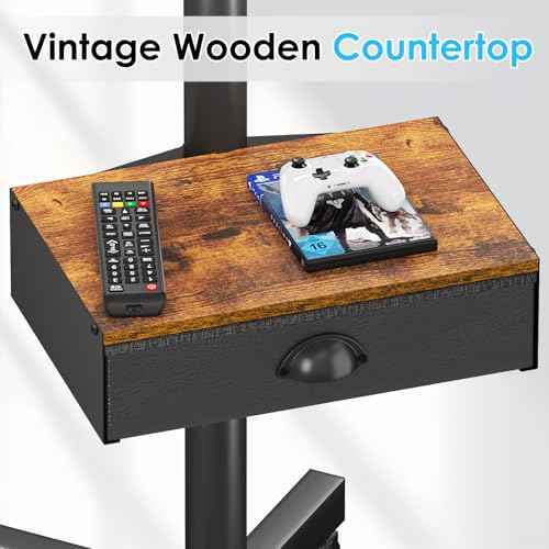Mobile TV Stand with Drawer for 23-60 Inch Flat/Curved Screen,Tilt Rolling TV Cart on Wheels with Adjustable Height Portable TV Floor Stand Holds up to 50 lbs for Indoor Outdoor Max VESA 400x400mm
