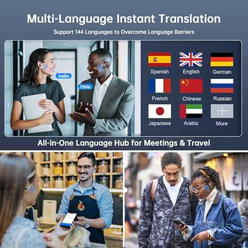 AI Translation Earbuds Real Time 144 Languages Translating Headphone 3-in-1 Translator Earbuds Wireless Bluetooth Translation Headphone for Travel, Business, Learning, iOS & Android Compatible