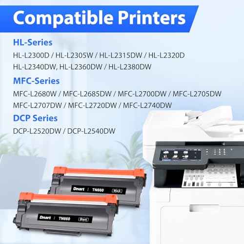 Compatible TN660 Toner Cartridge Replacement for Brother TN660 TN 660 TN630 TN 630 High Yield Work with HL-L2380DW MFC-L2700DW MFC-L2740DW HL-L2320D DCP-L2540DW Printer (Black, 2 Pack)