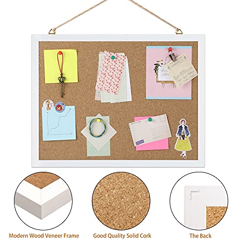 FEBSNOW White Border Cork Bulletin Board 15.7x12 Inch Wall Display with Frame