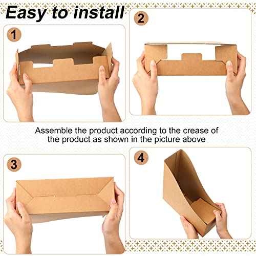 Thenshop 24 Pcs Cardboard Magazine File Holders Magazine Book Bin Box with Label Sticker Paper Organizer Storage Folder for Desk Shelves School Classroom Office Supplies(Classic,Brown)