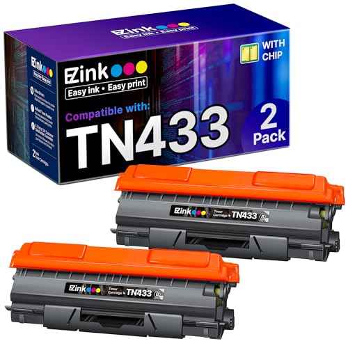 E-Z Ink Compatible Toner Cartridge Replacement for Brother TN-433 TN433 TN433bk TN431 Compatible with HL-L8260CDW HL-L8360CDW MFC-L8610CDW MFC-L8900CDW (2 Pack, Black)