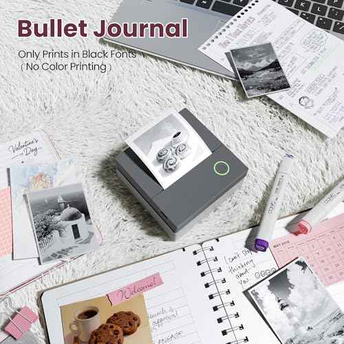 Sticker Printer, PM290C Thermal Mini Printer, Bluetooth Print Pod with 3 Rolls of Paper, Portable Print Pods for Phone & Tablet, Sticker Maker Machine for Notes, Photos, Journal, Grey