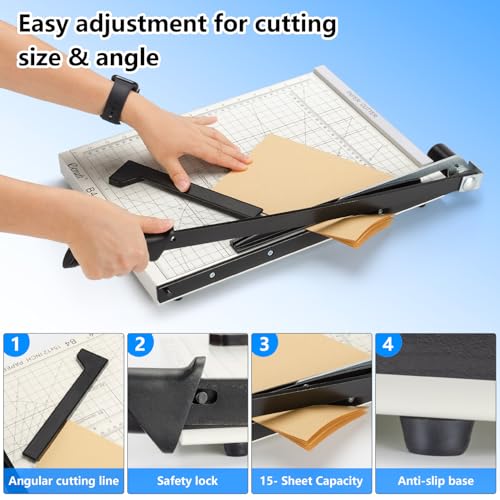 15-Inch Heavy-Duty Guillotine Paper Cutter with Safety Lock & Magnetic Guide