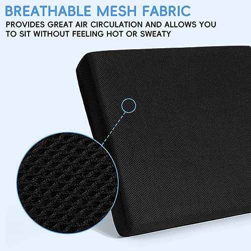 Detiblue Memory Foam Seat Cushion - High Density Sponge Chair Pad for Office Chair, Wheelchair, Car Seat, Computer Chair, Breathable, with Washable Cover, Relief Long Sitting Pain, 18x16x3 in