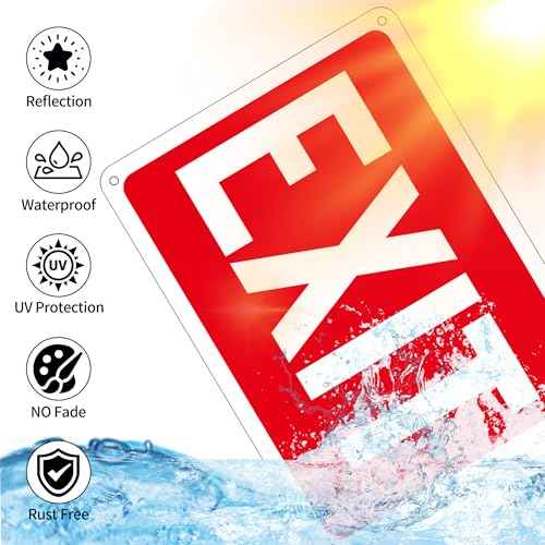 (2 Pack) Exit Signs, Aluminum Exit Sign with Red Background, Exit Sign for Door and Wall Mount - High Visibility Reflective Safety Signs, Easy to Install (Red Exit Signs, 8 x 6 inches Small)