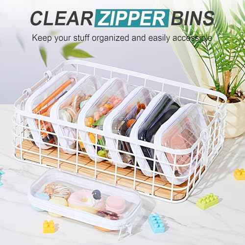 15 Pcs Clear Hard Shell Zipper Case Plastic Bins Transparent Double Zippers Hard Pouch Clear Plastic Storage Box Containers for Building Blocks Cosmetics, Puzzles(7.5 x 4 Inches)
