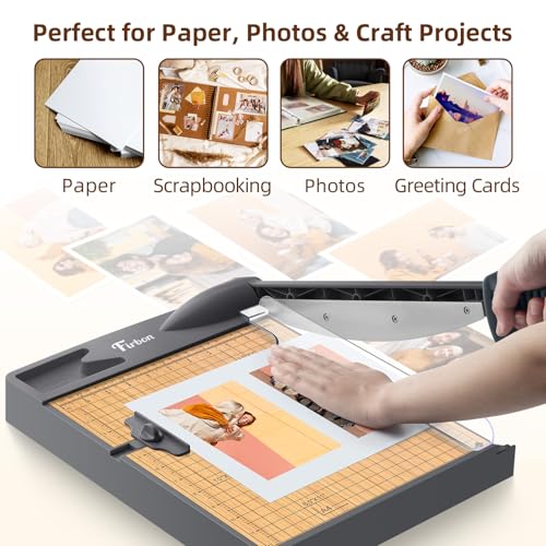 Firbon 12-Inch Heavy Duty Wood Guillotine Paper Cutter with Steel Blade